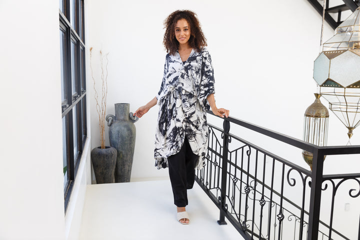 Open Front Long Tie Dye Kimono Cardigan Cover Up