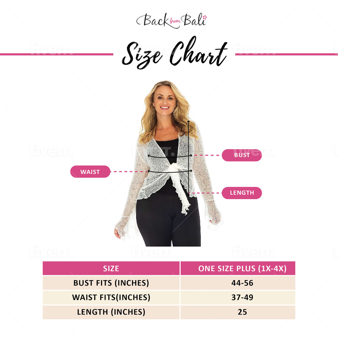 Plus Size Long Bell Sleeved Cropped Cardigan Shrug