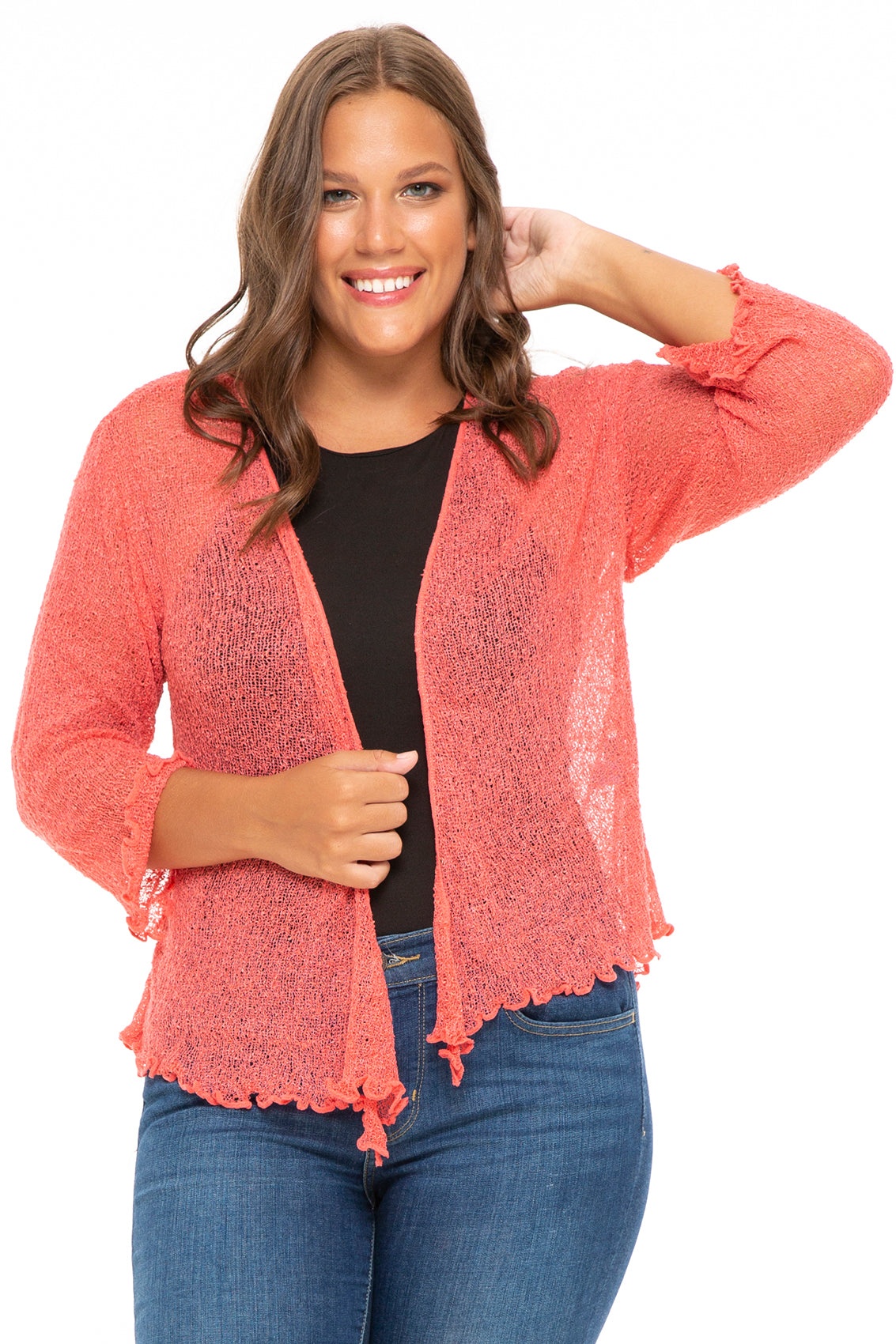 Plus Size Classic Sheer Cardigan Shrug Back from Bali