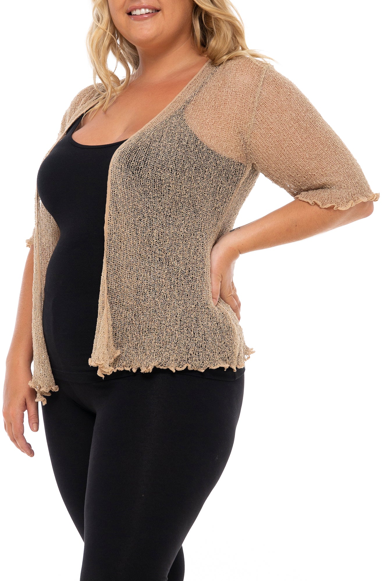 Plus Size Sheer Short Sleeve Cardigan Back from Bali