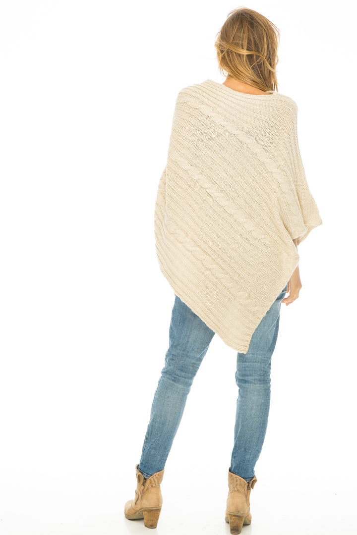 Soft Cable Knit Poncho Sweater