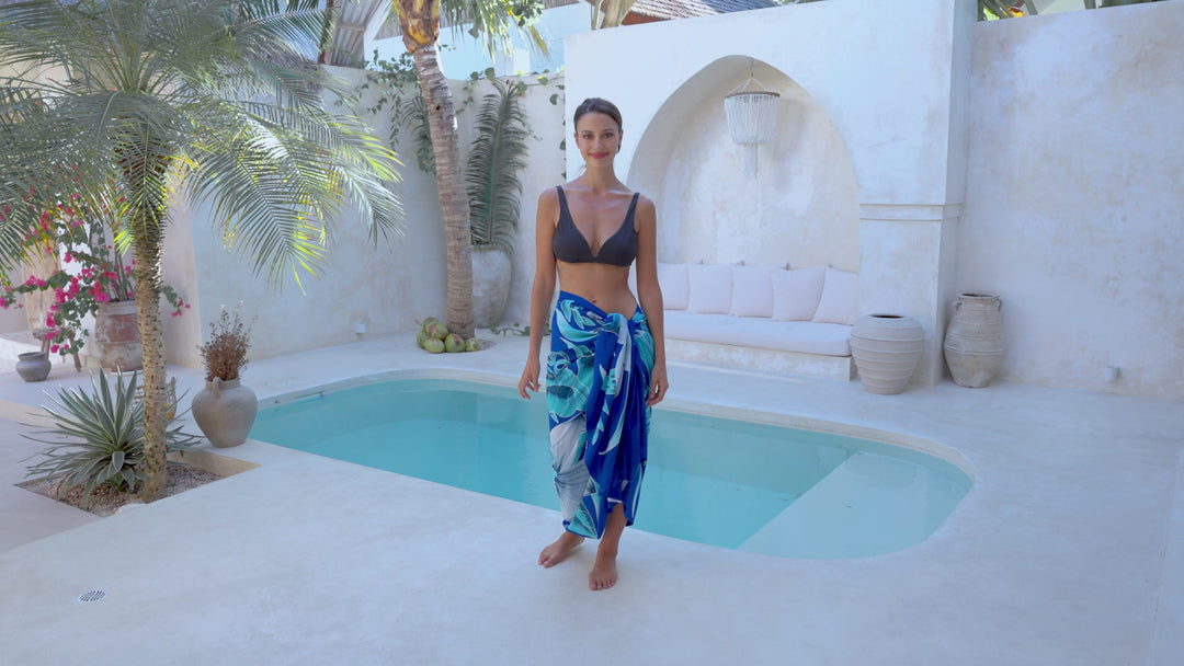 Hand Painted Pareo Sarong Wrap with Coconut Clip